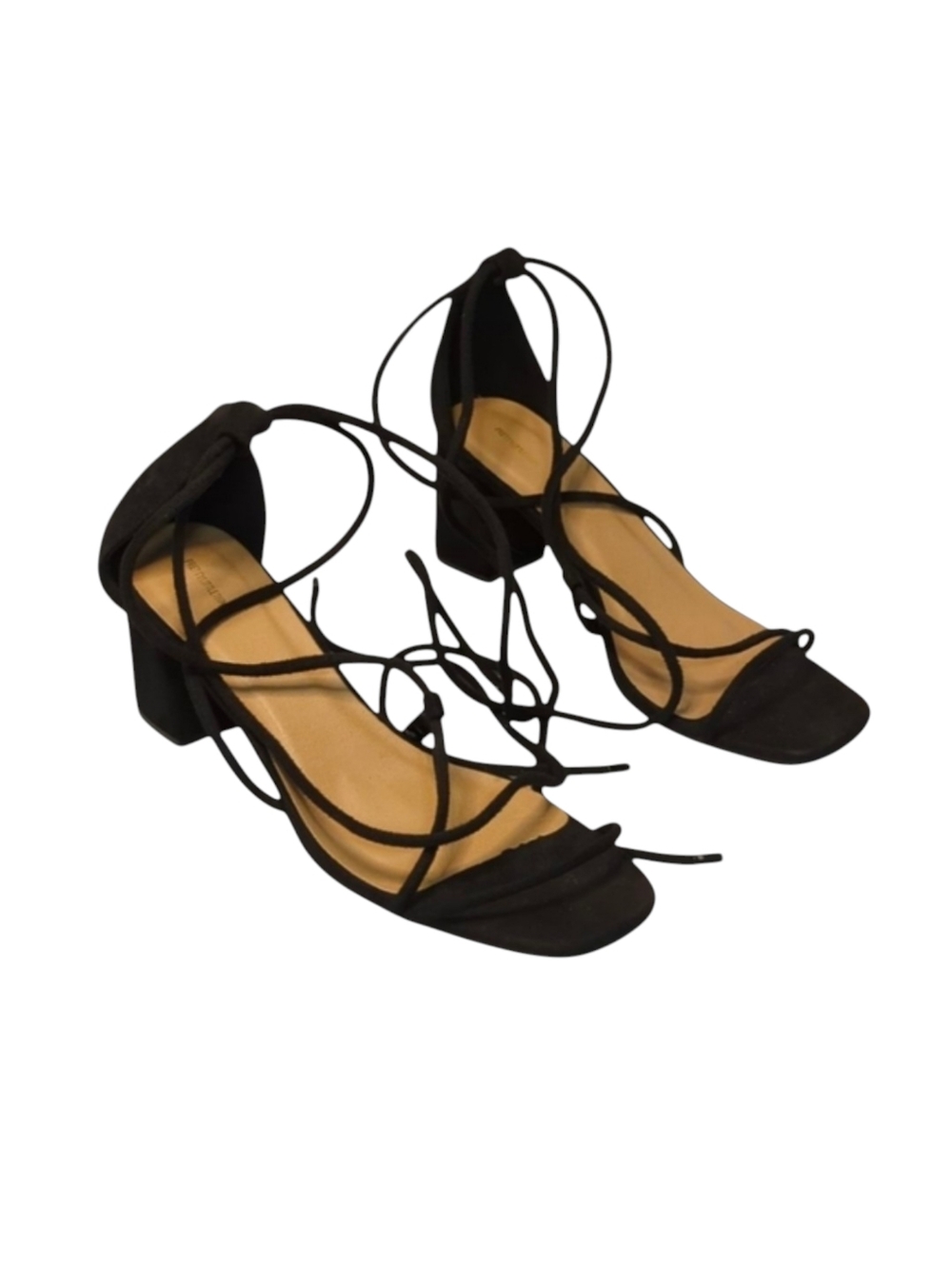 PrettyLittleThing Black Block Heel Lace Up Sandals Size 10